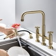 thumbnail image 3 of Bridge Kitchen Faucet, 3-Hole High Arch Kitchen Sink Faucet with Gun Spray, 3 of 5