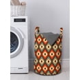 thumbnail image 3 of Vintage Laundry Bag, Funky Unusual Shapes in Vibrant Colors Oval Elliptic Forms Nested Vertical Pattern, Basket with Handles Drawstring Closure for Laundromats, 13" x 19", Multicolor, by Ambesonne, 3 of 4