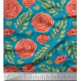 thumbnail image 1 of Soimoi Blue Cotton Duck Fabric Laurel Leaves & Camellias Floral Print Fabric by the Yard 42 Inch Wide, 1 of 3