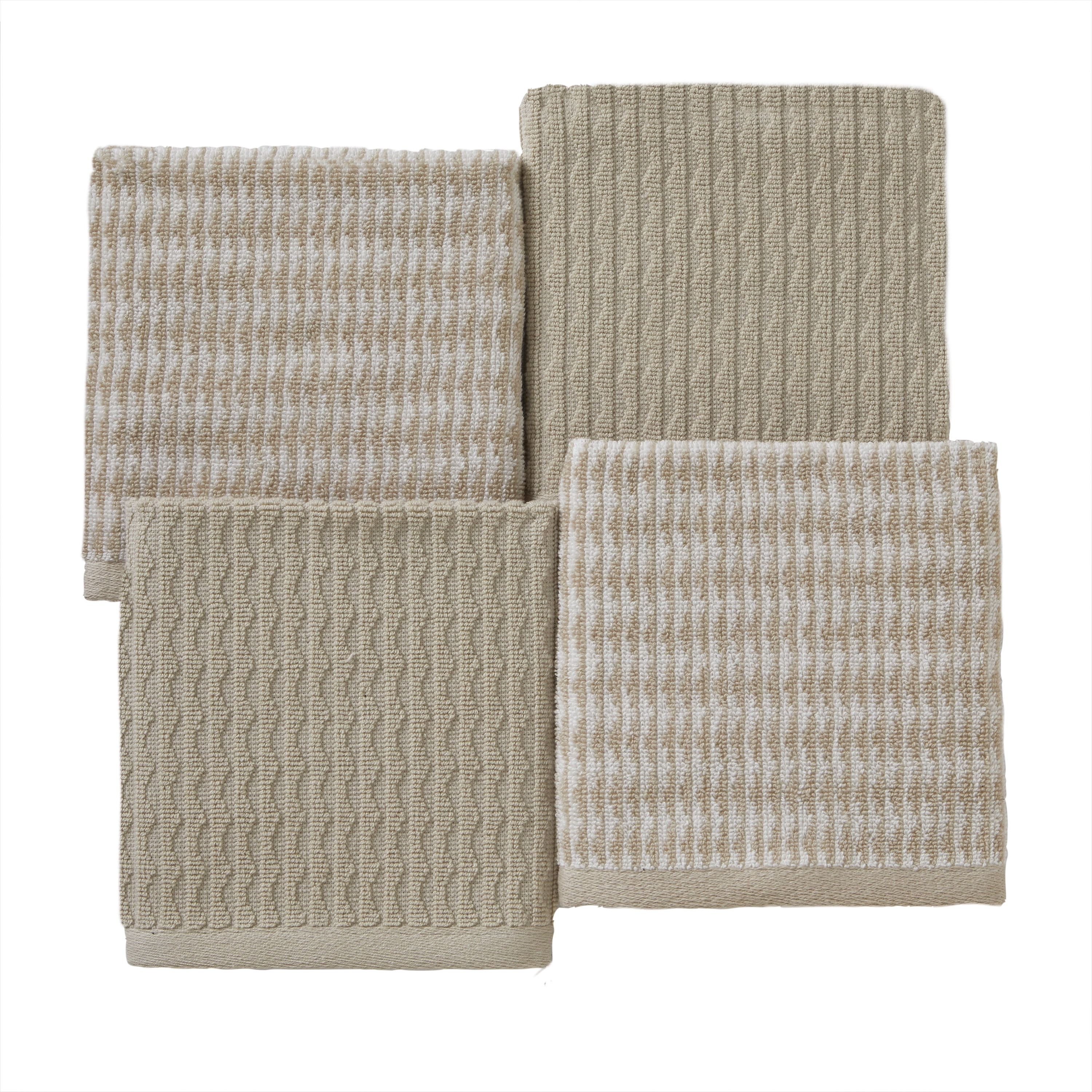 SKL Home 4 Piece Monogram Cotton Washcloths, Beige