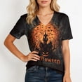 thumbnail image 4 of Trgacdwlo Womens Halloween Shirts Vintage Ghost Pattern Fall Short Sleeve Tops for Women Funny Pumpkin Graphic Pullover Tops, 4 of 5