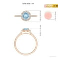 thumbnail image 4 of Angara Natural 0.72 Ct. Aquamarine with Diamond Halo Ring in 14K Rose Gold for Women (Ring Size: 11.5), 4 of 9