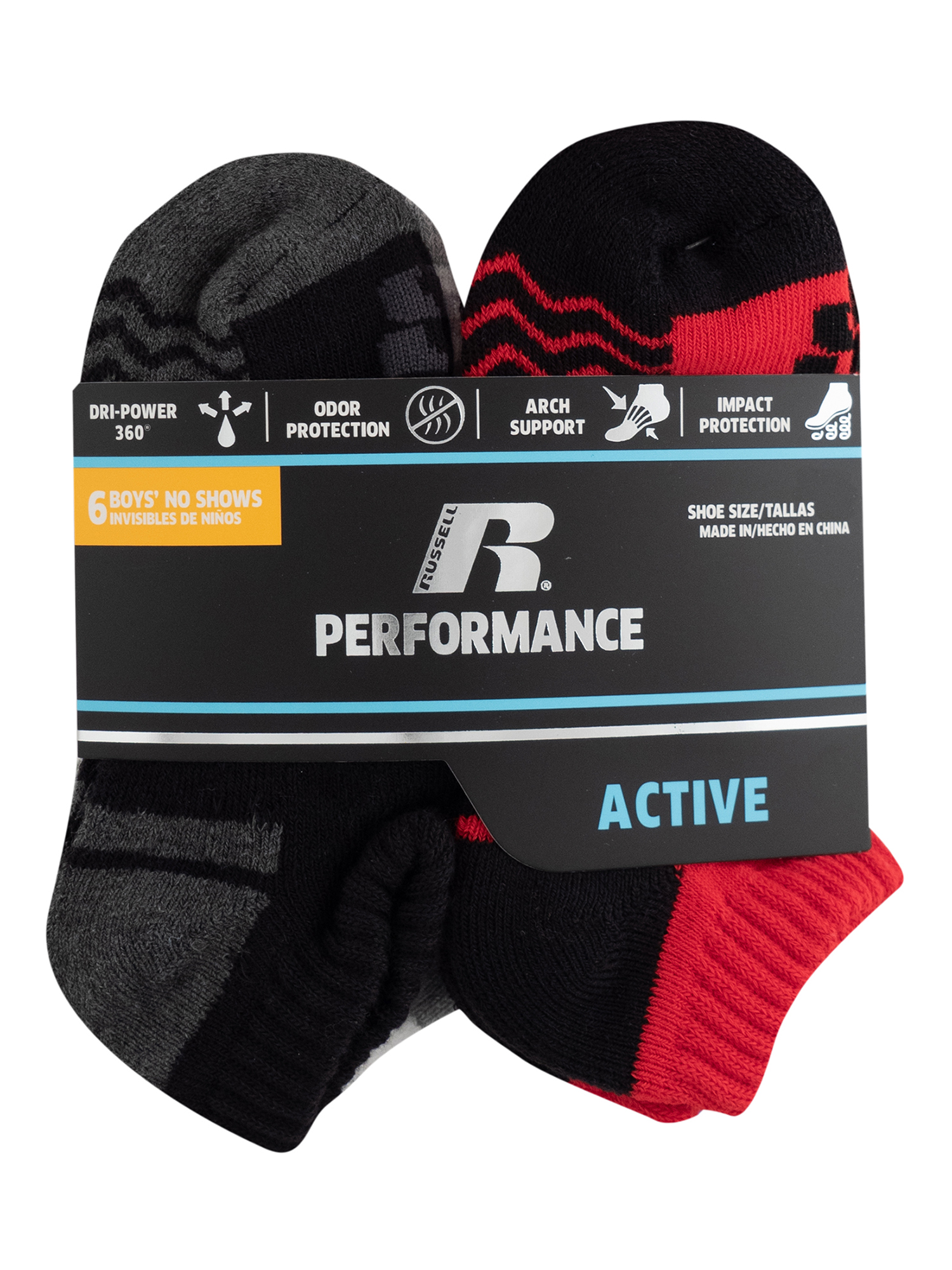 Russell Active Boys No Show Socks 6 Pack Socks - image 3 of 3