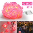 thumbnail image 3 of 40 LEDs Rose Flower String Lights 10ft/3m Battery Operated Decorative Lights for Anniversary Valentines Wedding Bedroom, 3 of 7