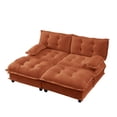 thumbnail image 6 of 77" Modern Sofa Modular Sectional Cloud Couch with 2 Ottomans, 2-Seat Chenille Deep Seat Sofa with Comfy Lattice Decored Seat Cushion, Sleeper Sofa Bed for Living Room, Bedroom and Apartment (Orange), 6 of 11