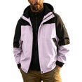 thumbnail image 2 of LYSMORA Men's Color Block Hooded Rain Jacket Full Zip Adjustable Cuff Outdoor Wind Coat for Hiking and Camping, 2 of 8