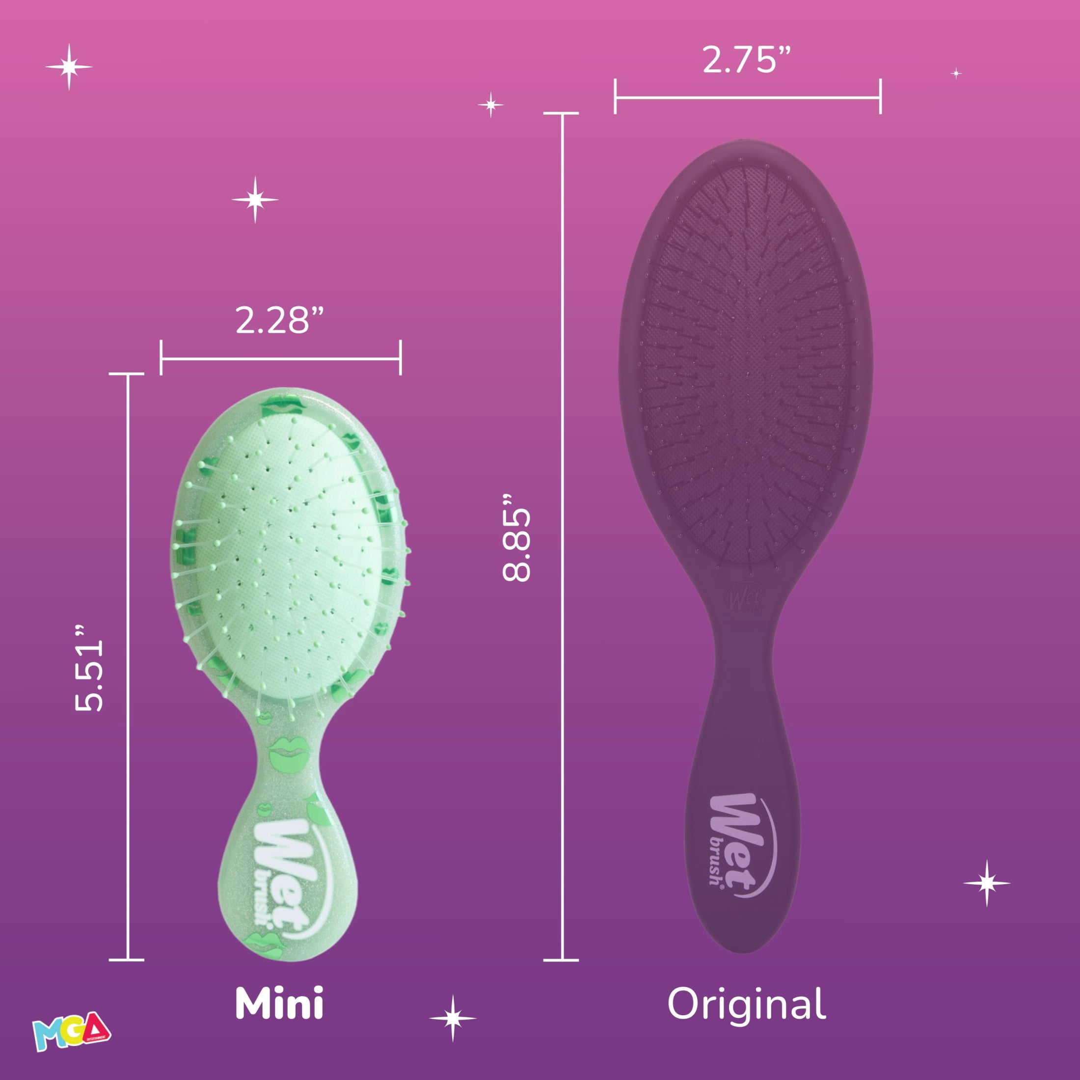 Wet Brush Bratz Jade Mini Detangler & 4 Bonus Seamless Elastics