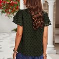 thumbnail image 4 of Mujeres Dot Top Manga Corta en Capas de Encaje Cuello Redondo Dulce Lindo Loose Summer Casual Camisa Verde XL, 4 of 6
