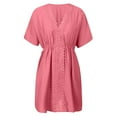 thumbnail image 4 of Conairie Womens Swim Suit Coverup Short Sleeve Loose Mesh Bathing Suits Cover Ups V Neck Summer Beach Midi Dress Vacation Outfits Pink M, 4 of 6