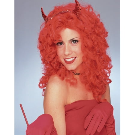 Sexy Gothic Red Wavy Curly Glamour Devil Vampire Halloween Costume Party
