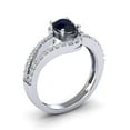thumbnail image 2 of SuperJeweler 1.40 Carat Oval Shape Created Sapphire and Fancy Diamond Ring In Sterling Silver For Women, 2 of 6