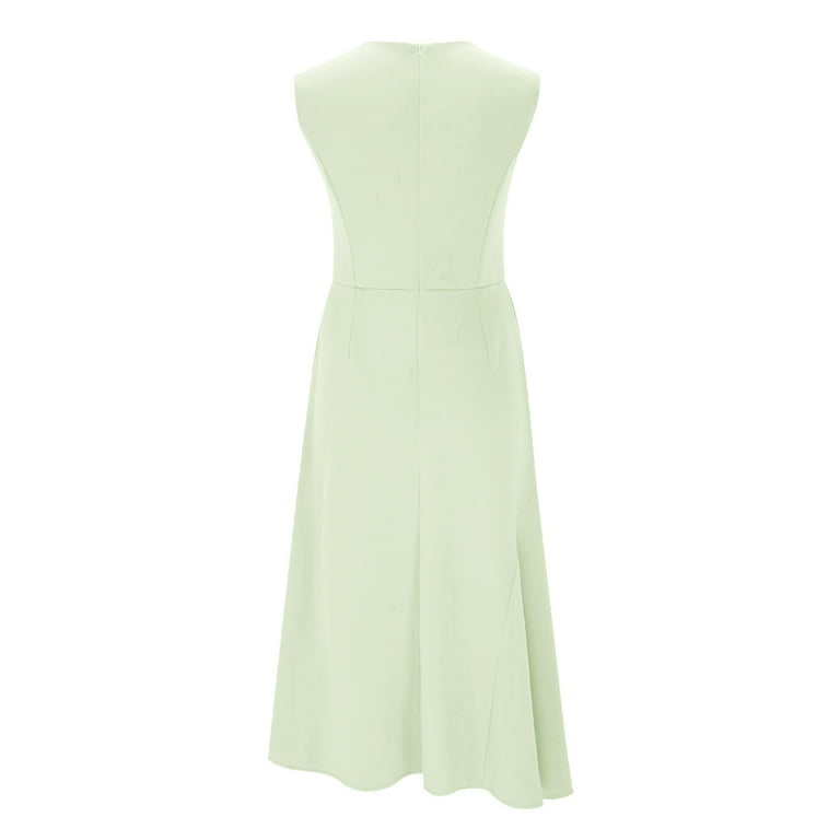 FASESH Women's Cocktail Dresses, Wedding Guest Semi Formal Midi Dress, Ruffle Flowy Evening Gowns Mint Green XXL, Size: 2XL