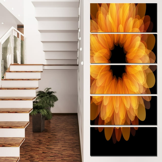 Pétales de Fleurs Fractales sur Fond Noir - Impression sur Toile Florale