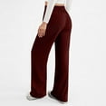 thumbnail image 4 of Olyvenn Women Fashion Textured Pants Wide Leg Casual Palazzo Trousers Drawstring High Waist Lounge Beach Pants with Pockets Wine 8-10, 4 of 9