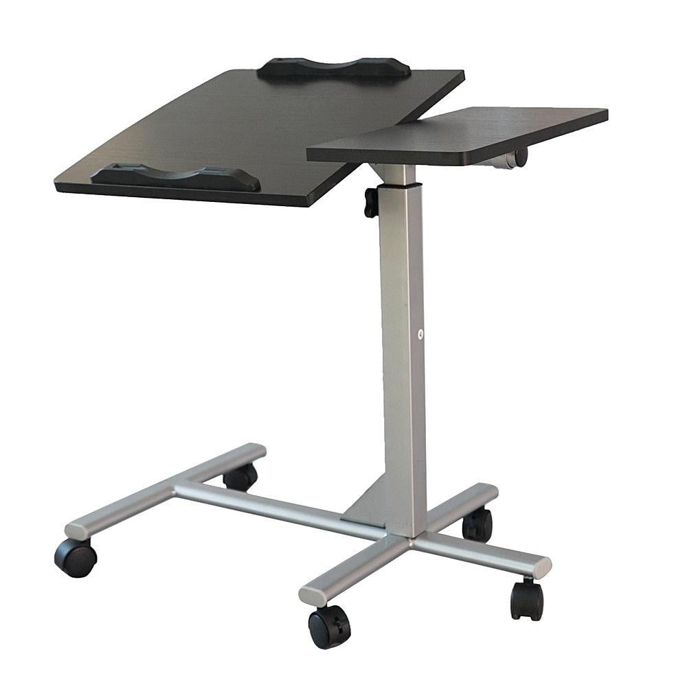 Mobile Laptop Desk Stand Overbed Table Height  Adjustable 360° Swivel 180° Tilt 