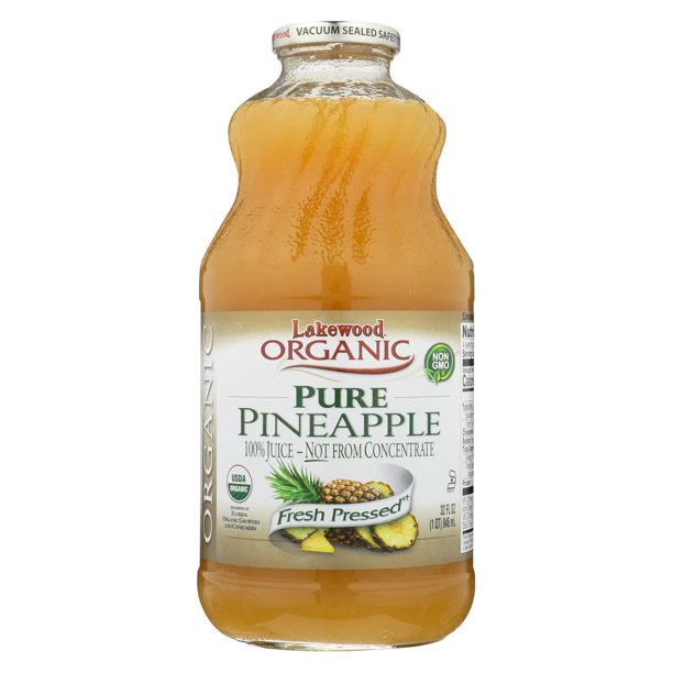 Lakewood Organic Juice Pure Pineapple Case of 6 32 fl oz