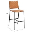 thumbnail image 3 of Safavieh BST Rectangle Seat With Back Bar Stools, Cognac/Black (Set of 1), 3 of 5
