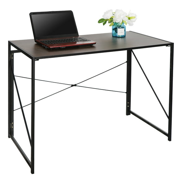 LYYHTY Folding Computer Desk, 39.4" Wide Desktop Industrial Style Office Study Table, Portable Foldable Desk for Home & Gaming
