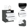 thumbnail image 4 of Nightstand with 2 Drawers, Wooden Bedside Table with One Open Shelf and Metal Hardware, Home Storage Cabient for Bedroom, Office, or Living Room, 15.7in x 14.7in x 19.9in, White+Smokey Oak, 4 of 8