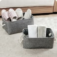 thumbnail image 5 of Fyeme Linen Storage Basket Solid Color Dirty Clothes Storage Basket Desktop Cosmetic Storage Basket Handle Storage Basket-Gray(41x31x20cm), 5 of 9