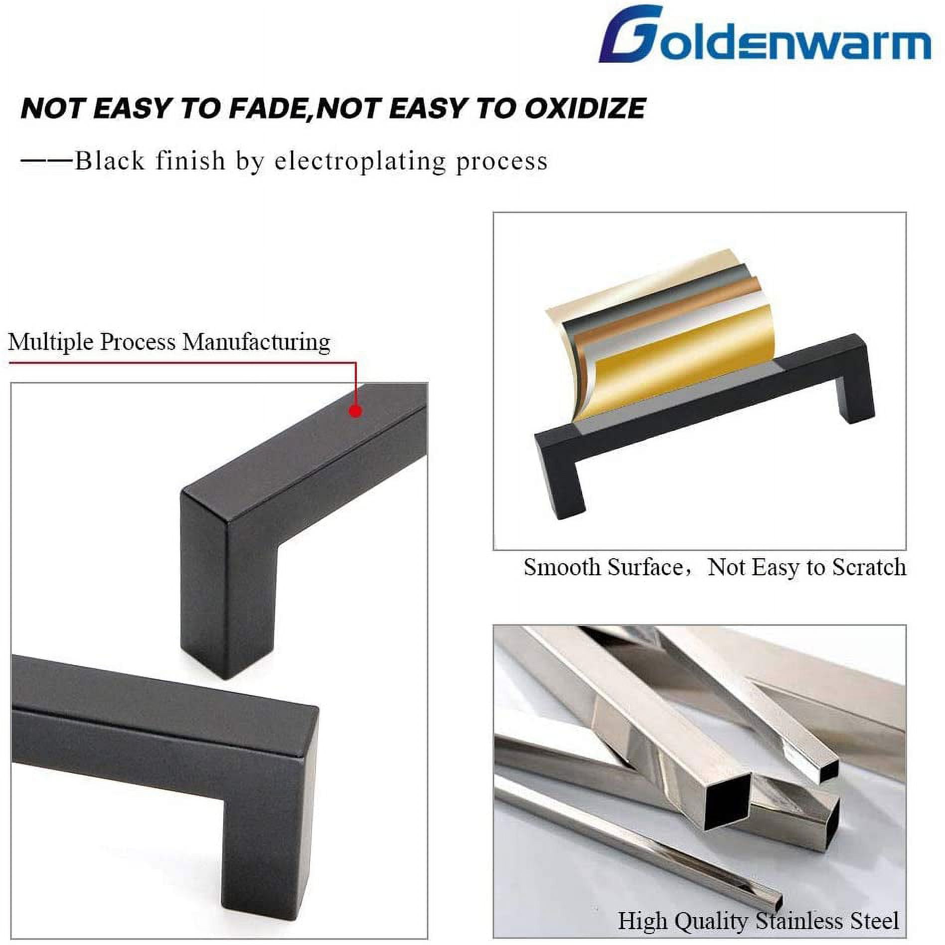 100 Pack Goldenwarm Black Square T Bar Single Hole Knobs