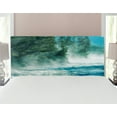 thumbnail image 1 of Yellowstone Headboard, Fog on Yellowstone River Alpine Trees by the Bank Wilderness Waterscape Picture, Upholstered Decorative Metal Bed Headboard with Memory Foam, Full Size, Green Blue, by Ambesonne, 1 of 4