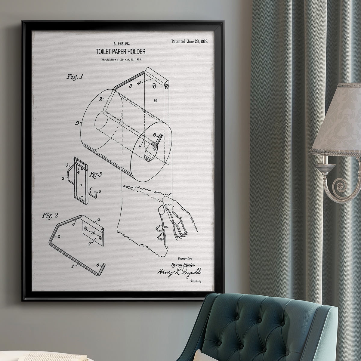 Toilet Paper Patent II Premium Classic Framed Print - Ready to Hang