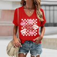 thumbnail image 2 of Womens Valentine T Shirts V-Neck Love Heart Printed Tee Short Sleeve Spring Summer Tops, 2 of 5
