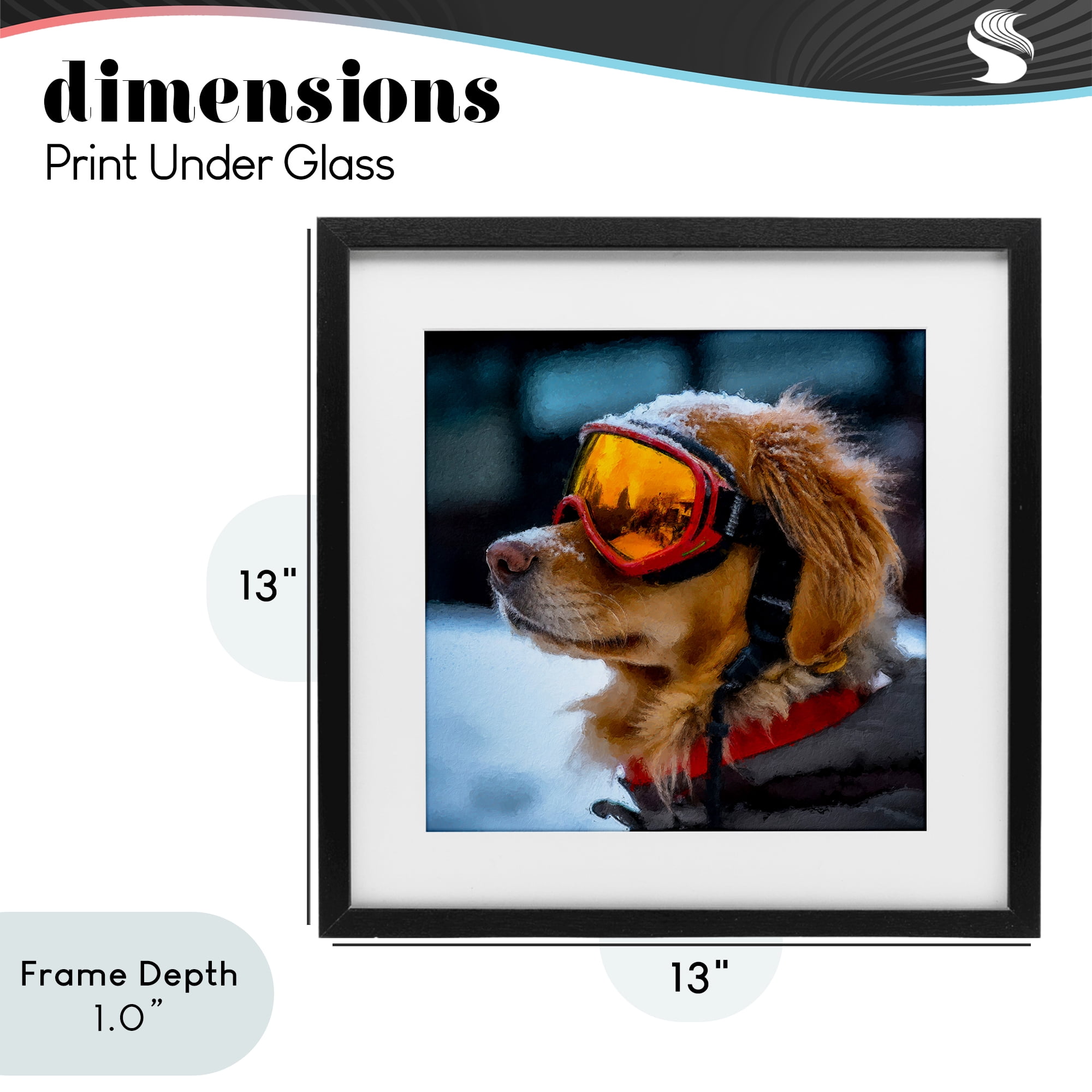 Stupell Industries Ski Goggles Dog Black Framed Print Under Glass, design by Sean Parnell