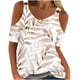 thumbnail image 1 of Camisas de Manga Corta para las Mujeres Blusa de Cuello Redondo de Impresión Casual, Top de Algodón de Imitación Ligero para el Hogar, el Uso Diario Y las Cuatro Estaciones, 1 of 4
