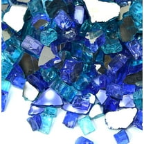 Vibrant Luster 1/2""Tropical Blue Premium Blend Medium - (10 Pound Bag) Reflective Blended Broken Style Fire Glass Rock for Fireplace and Fire Pit