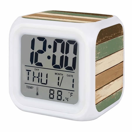 Farmhouse Sage Green Brown Digital Alarm Clock for Bedrooms, Smart LED Alarm Clock with 7 Color photo Farmhouse Sage Green Brown Digital Alarm Clock for Bedrooms, Smart LED Alarm Clock with 7 Color