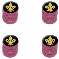 Fleur de Lis Gold on Black Tire Rim Wheel Aluminum Valve Stem Caps, Multiple Colors