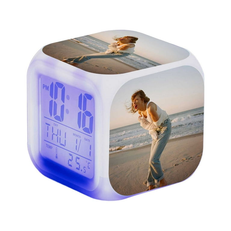Valentine's Day Gifts,Taylor Swift Ornament,Taylor Swift Gifts,Taylor Swift  Ornaments,Changing Clock Student Square Clock Alarm Clock Night Light Gift  Hot Mute Bedside Clock Led,Taylor Swift Merch 