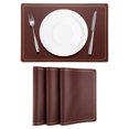 thumbnail image 1 of 4 Pcs Manteles Individuales de Cuero Sintético para Mesa de Cena, Manteles Rectangulares Resistentes al Calor (Línea de Vino Dorado), 1 of 5
