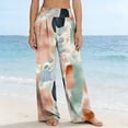 thumbnail image 4 of LNWUY Women's Linen Lounge Pants Stretchy Wide Leg Elastic High Waist Straight Loose Pants Comfy Casual Printing Pockets Flowy Pants White XXL, 4 of 7