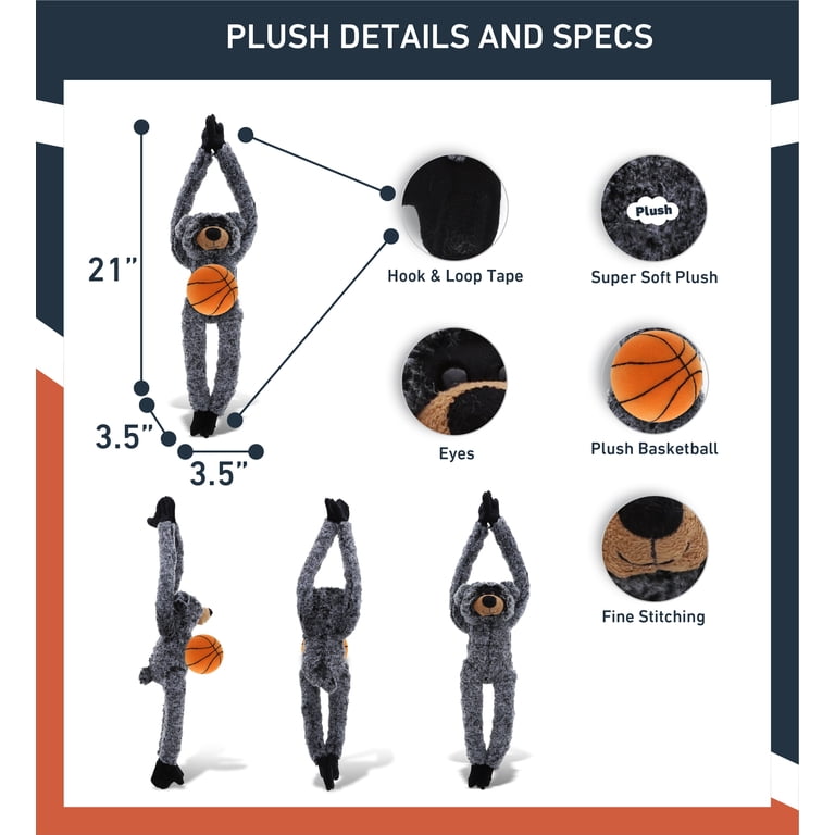 DolliBu Black Bear Stuffed Animal With Basketball - 21 Inch Soft Plush Toy For Kids & Adults