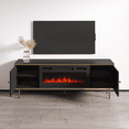 thumbnail image 4 of Camelia BL-EF Fireplace TV Stand for TVs up to 70", Mid-Century Modern Matte 63" Entertainment Center, Electric Fireplace TV Media Console with Storage Cabinets, 4 of 6