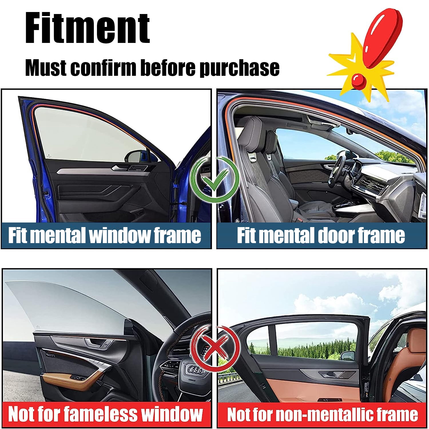 Car Window Shades, HOMEYA 4 Pack Magnetic Car Side Window Sun Shade Cover Front Rear Shield UV Block Protection (Front & Rear)