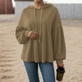 thumbnail image 5 of larppty Womens Oversized Hoodies Sweatshirts Casual Lantern Long Sleeve Drawstring Peplum Hem Loose Hooded Pullover Tops Fall Outfits (Khaki, M), 5 of 6