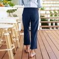 thumbnail image 6 of KALE Linen Pants for Women Baggy Sweatpants Cropped High Waisted Straight Leg Work Business Casual Ankle With Pockets Women Pants Navy, 6 of 9