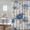 thumbnail image 2 of Chilfamy Blue and White Flowers Fabric Shower Curtain with Hooks, 100% Polyester Waterproof Bathroom Decor Set, Various Sizes Available 60x72, 2 of 7