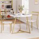 thumbnail image 3 of CazToi Juego de mesa de comedor redondo de 3 piezas para 2, mesa y sillas de cocina con cojines tapizados, estructura de madera MDF y metal, 3 of 7