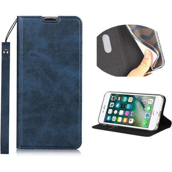 Galaxy Note 10 Pro Case with Wrist Strap, Classic PU Leather Wallet Case Slim Flip Folio with Card Holder,Kickstand Feature Magnet Closure Case Cover for Samsung Galaxy Note 10 /5G,Navy Blue
