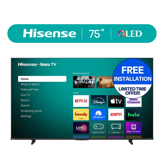 Hisense 75" Class H5 Series QLED 4K UHD Roku Smart TV (75H5QBR, 2025 Model) - QLED, Dolby Vision, HDR10, AI Sports Mode, Game Mode Plus, Google Assistant