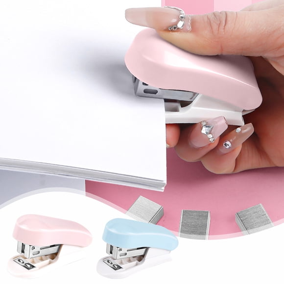 Mini Grapadora Adorable | Grapadora Diaria con Diseño de Dibujos Animados de Estudiantes de Primaria | Herramienta Portátil de Metal para Encuadernar | Capacidad para 12 Hojas | Incluye Caja de Grapa