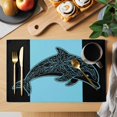 thumbnail image 2 of Dolphin Black Placemats Set of 8 Nautical Mandalas Blue Boho Abstract Place Mats Indoor Wipeable Table Mats Washable Cloth Dining Table Placemats for Kitchen Holiday Party Home Decor 13x19 Inch, 2 of 9
