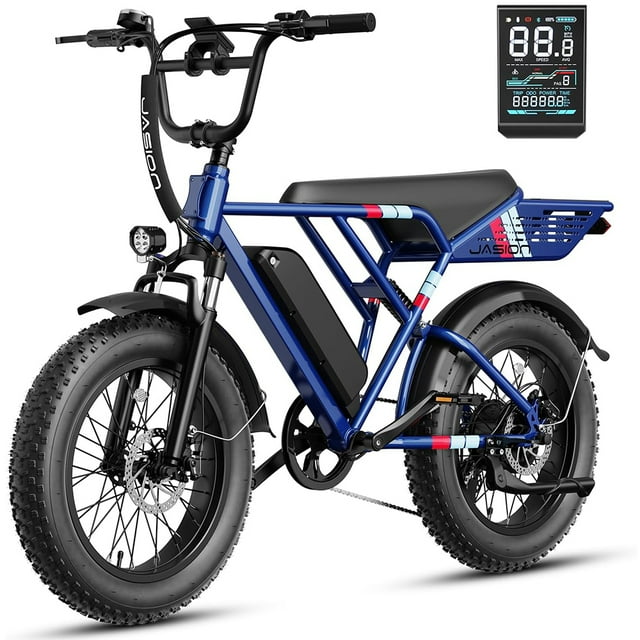 Jasion RetroVolt Electric Bike for Adults with 1500W Peak Motor, 48V 13Ah Removable Battery Electric Dirt Bike, 20" Fat Tire Off-road Electric Mountain Bike, 30MPH Ebike, UL 2849