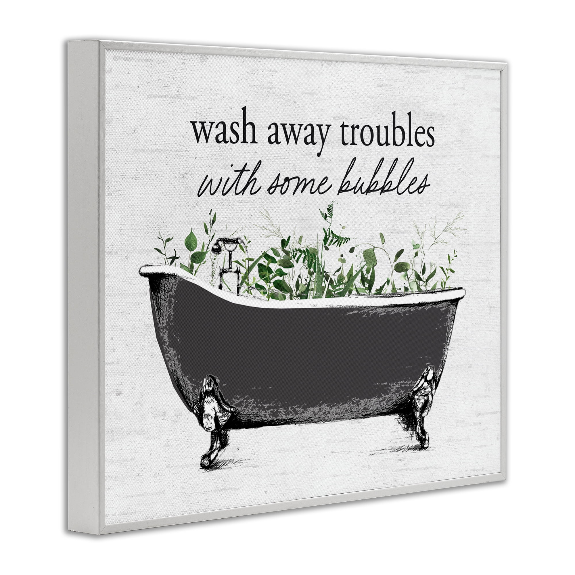 Comforting Bubble Bath Quote White Framed Giclee Art, design by Lettered and Lined