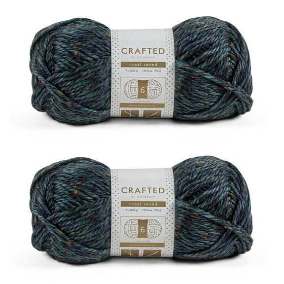 Crafted by Catherine Indigo Tonal Tweed Super Bulky Yarn, 125 yards, 7oz/200g (2 Pack)
